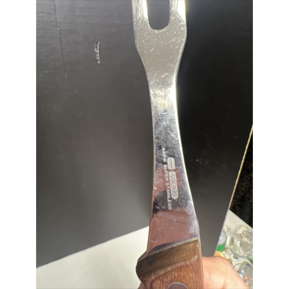 Vintage VIKING 9" 440-A SUPER STAINLESS CHEF'S KNIFE + CARVING FORK - Picture 4 of 6